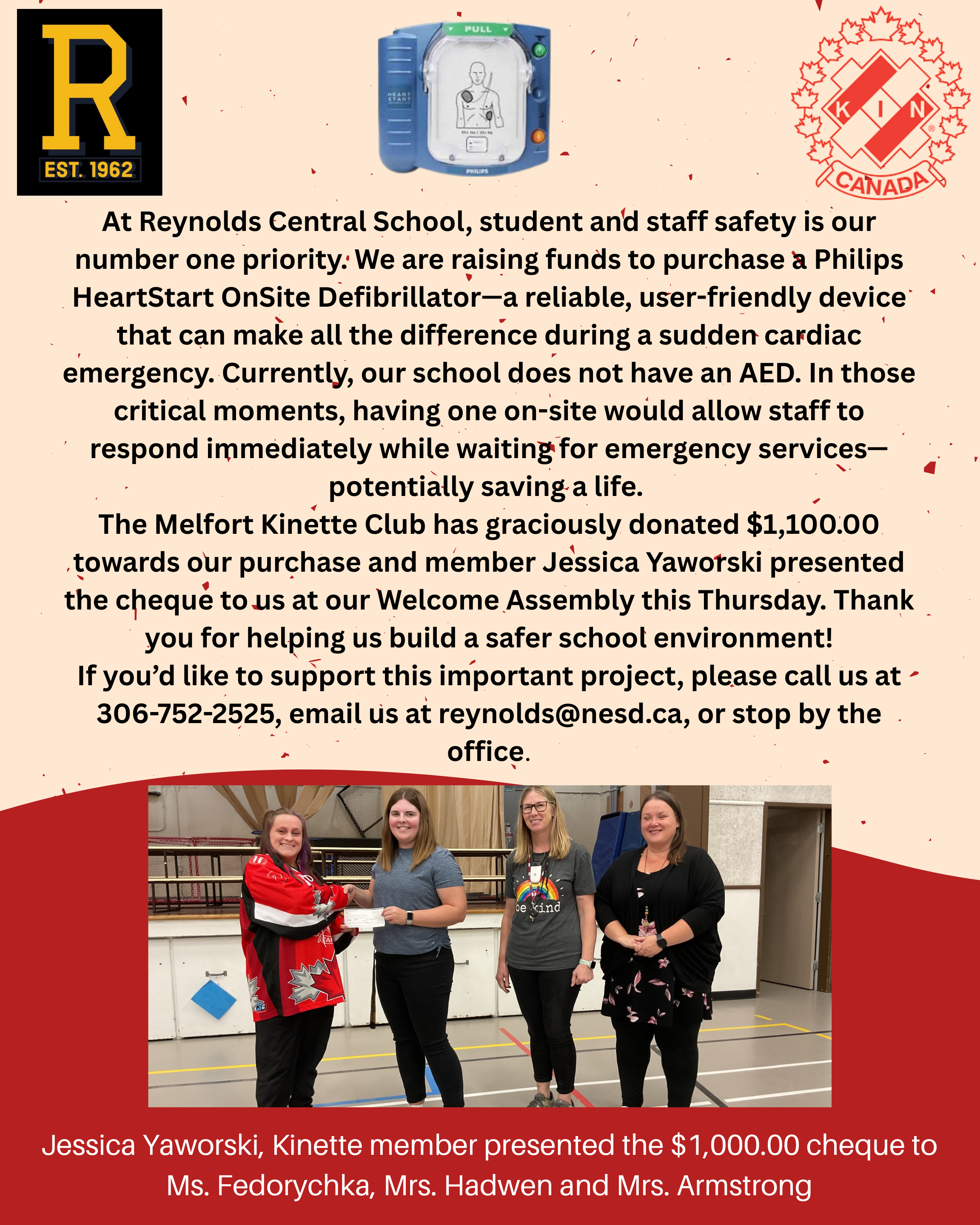 AED Donation from Melfort Kinette's