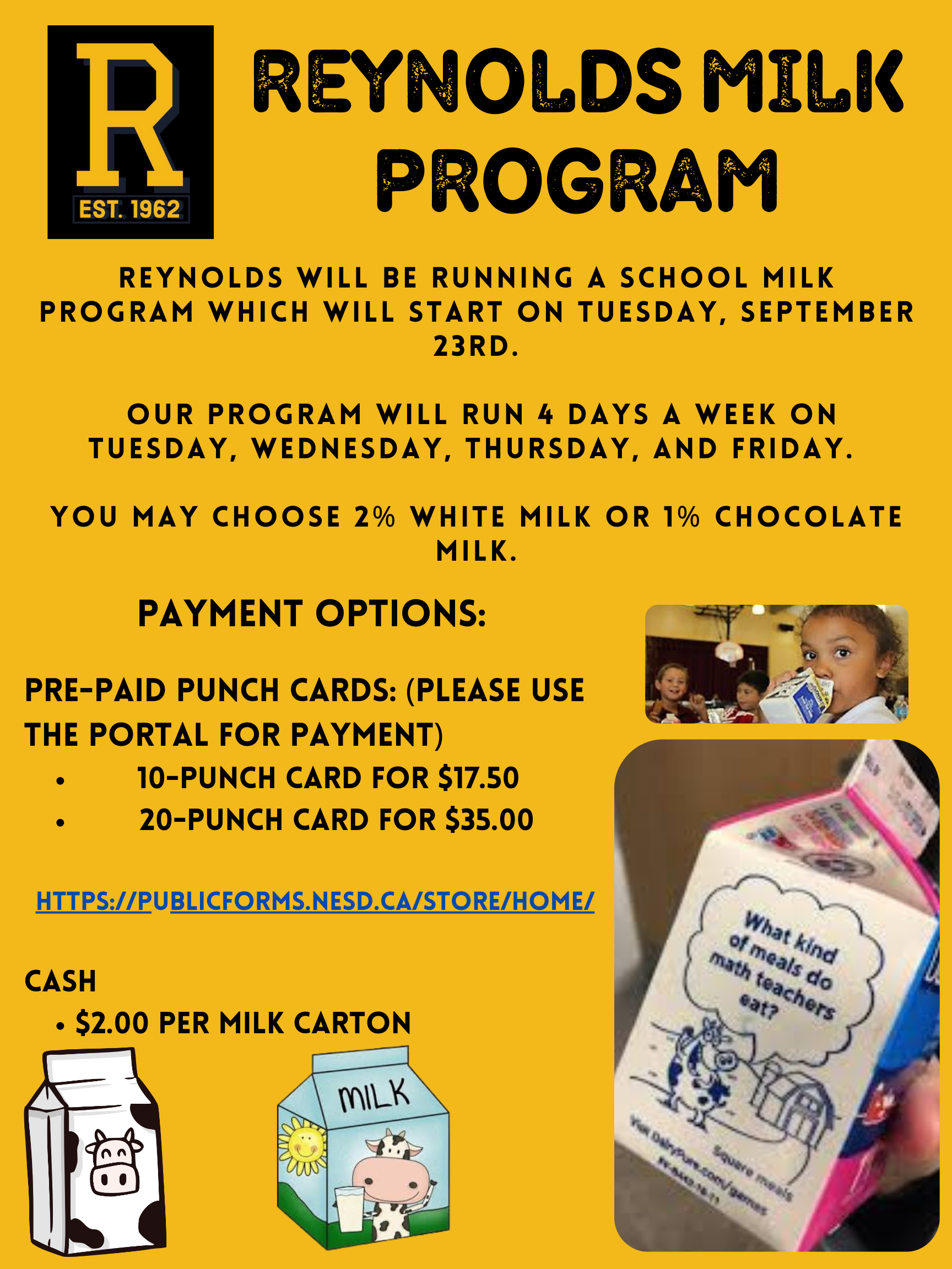 Milk Program which will start on Tuesday, Sept 23