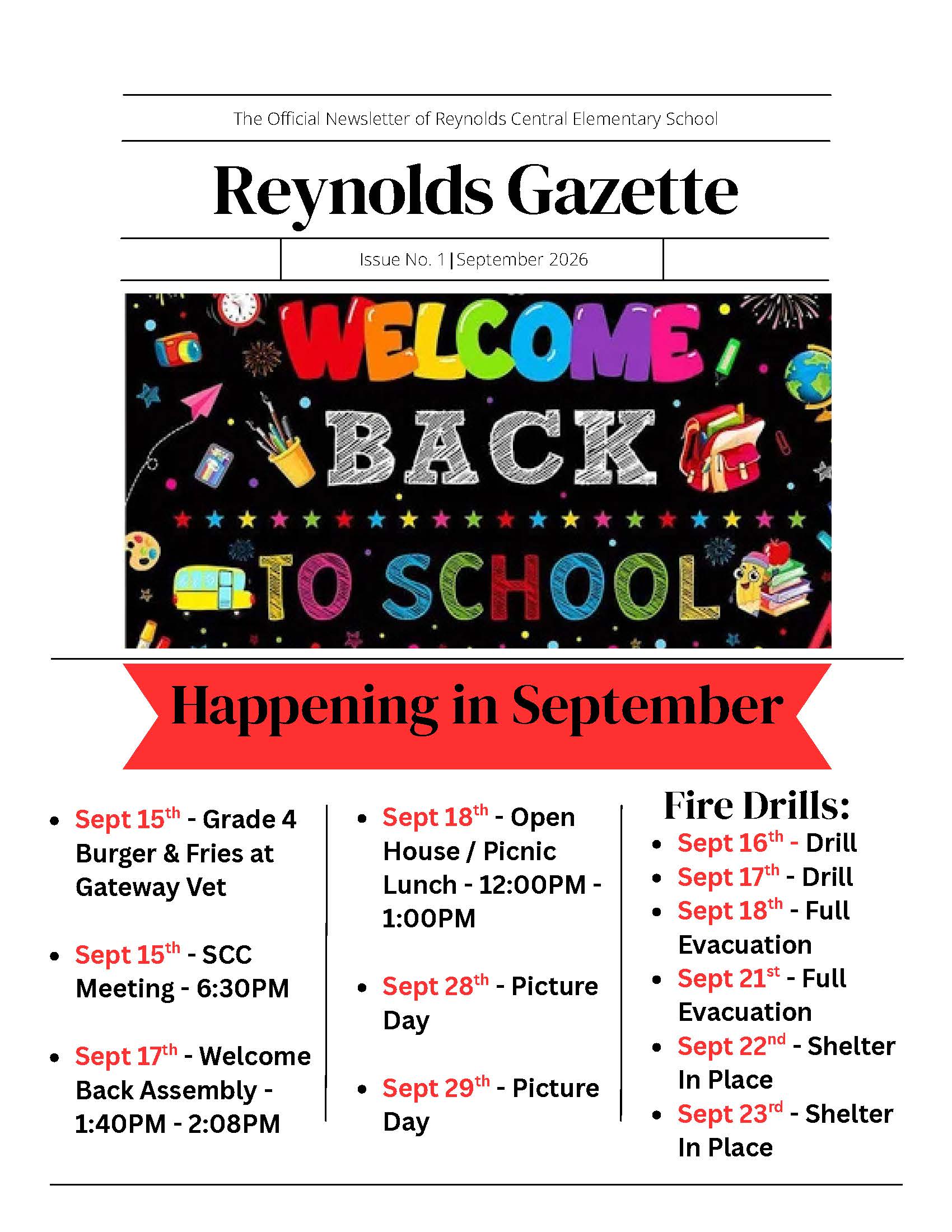 Welcome Back - September Newsletter